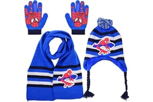 FISAPBXC Spider-man Warm Scarf Gloves Set,3Piece Spider-man Warm Knitted Hat Scarf Set Winter Outdoor Hat and Scarf Gloves Super Soft Warm Set Scarf and Glove Winter Warm for Boys 2-8 Years