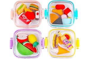OFFCUP Gommes Fantaisie, 20pcs Gommes à Effacer, 4 Boîtes Gomme Mignonnes, Gomme en Caoutchouc Créative Kawaii Fruits Légume Dessert pour écoles Papeterie Fournitures Scolaires