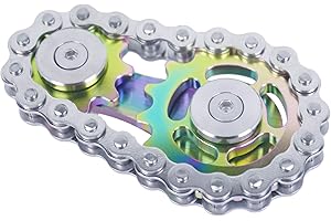 DMaos Fidget Spinner, Linkage Bike Chain Spinner Design 2 Gänge Figity Spin Fingerspiele, Metall Edelstahl Langlebige Mechanik mit glatten Lagern, Figit Spielzeug für Erwachsene Kinder - Regenbogen