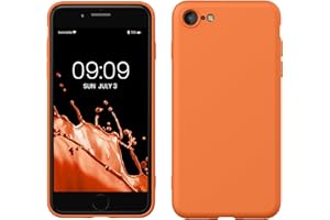 kwmobile Carcasa Compatible con Apple iPhone SE (2022/2020) / 8/7 Funda de Silicona - Flexible con Interior de Microfibra - Suave Protector antigolpes - Albaricoque cálido