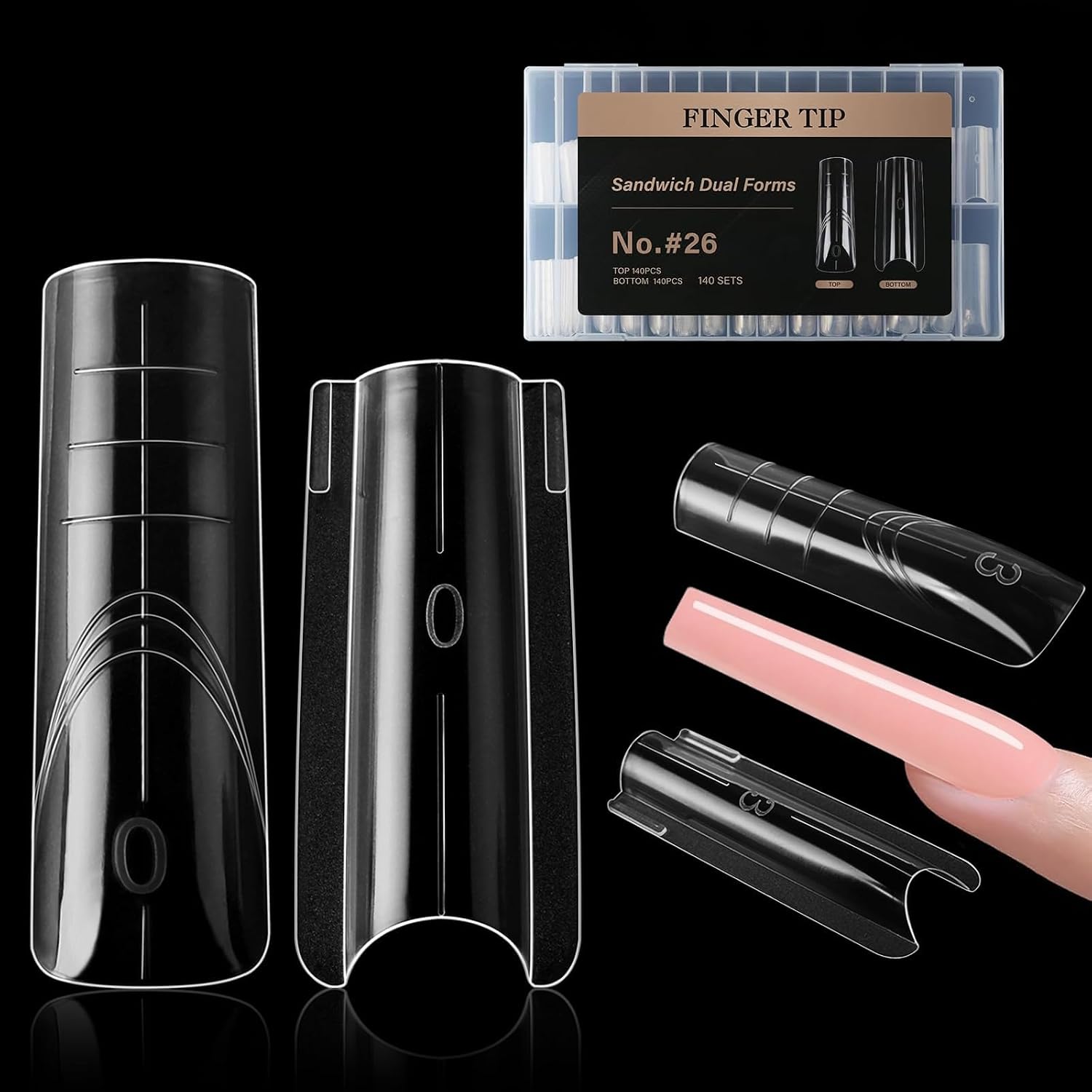 Nymora 280 moldes de uñas profesionales (14 tamaños), puntas de gel reutilizables para una extensión de gel impecable, sin lima, sin desbordamiento, para gel y salón de belleza (cuadrado - 1)