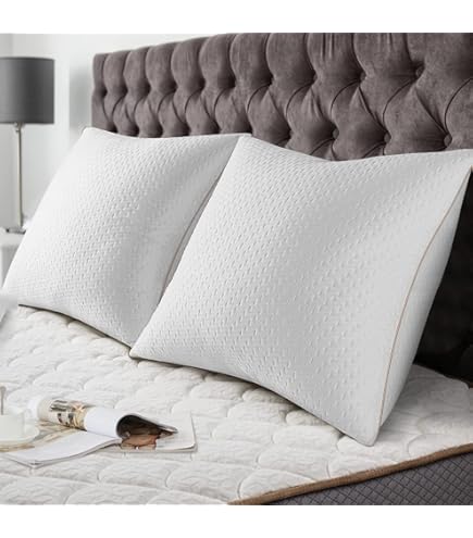 MZOIMZO Bedkussens om te slapen - medium stevig, queensize set van 2, verkoelende hotelkwaliteit met premium zachte dons, alternatieve vulling voor rug, buik of zijslapers, grijs