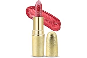Boobeen Glitter Lippenstift Hydrating Lip Balm Sparkling Shine Lip Color Nonstick Hochpigmentierte Formel Gibt Metallic Finish Lip Make-up für Frauen und Mädchen
