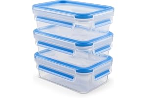 Emsa Clip&Close Fresh - Set de 3 Recipientes Herméticos Plástico de 1 L, higiénico, no olores ni sabores, apto lavavajillas y microondas, certificado Baby Care