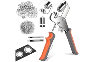 BIBYKIVN Set de Pince à Œillets Professionnelle - Pince à Oeillet et Tête Interchangeable avec 400 Œillets Inclus (200pcs Ø6mm & 200pcs Ø10mm), Ensemble de Perforateur pour Tissus et Bâches
