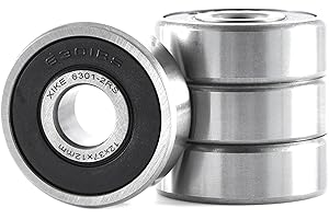 XiKe 4 pièces 6301-2RS Roulement à billes 12x37x12mm Chromé acier et Double scellé et Pré-lubrifié, 6301RS Roulements à billes à gorge profonde avec joints.