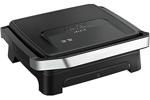 ‎TEFAL Tefal Inicio Classic 2-in-1 Kontakt- und Paninigrill, 2000 W, kompaktes Design, Edelstahlgehäuse, Saftauffangschale, antihaftbeschichtete Grillplatten, Schwarz, GC271810