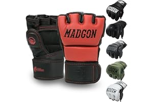 MADGON Gants de Boxe avec Rembourrage Professionnel – Gants MMA avec Bonne Stabilité du Poignet – Gants Boxe Durables pour Arts Martiaux, Boxe, Kickboxing, Sparring et Sac de Frappe