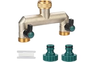 sukudon Rozdzielacz z kranem (2-drożny rozdzielacz z kranem 3/4") 2-drożny rozdzielacz z mosiądzu, rozdzielacz wody na kranie