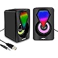 FRONTECH 2.0 USB Powered Multimedia Speakers with RGB Lights | 2 x 3W Drivers (5.2 cm) | AUX Connectivity | for Laptop, PC, Mobile | 1 Year Warranty (SPK-0005, Black)