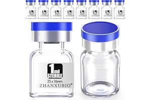 ZHANXUBIO Flaconi vuote sterili con porta di iniezione autoguarigione e tappo in plastica di alluminio, confezione sterile (1 ml trasparente 10 pezzi)