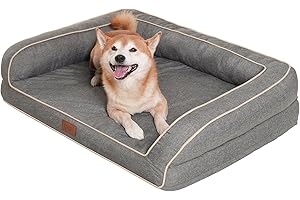 EMME Legowisko dla Psów, Średnie, Zmywalne, Wodoodporne, 68,6 x 50,8 x 17,8 cm, Ortopedyczne z Pianką w Kształcie Jajka, dla Małego Psa, Szczeniaka i Kota, ze Zdejmowaną Pokrywą