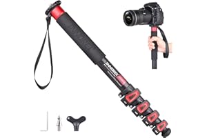 INNOREL Leichtes Kamera-Einbeinstativ 170,4 cm (67 Zoll), 5 Abschnitte, Video-Einbeinstativ, tragbar, kompakt, für Canon, Nikon, Sony, spiegellose Teleskop-DSLR-Handys, max. Belastung 15 kg