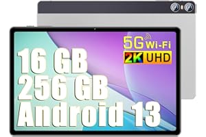SEBBE Tablette 11 Pouces Android 13 Écran 2K Tablette Tactiles 16 Go RAM+256 Go ROM (TF 1 To), Tablette Octa-Core 2.0 GHz, 2.4G+5G WiFi, 10000mAh, 8+20MP, Tablette avec Coque de Protection - Argent