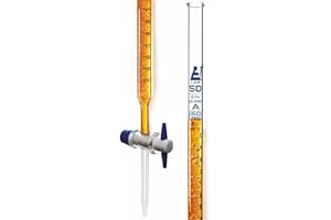 Eisco Labs Borosilicate Burette, Straight Bore, PTFE Stopcock - 50mL cap., 0.10mL grad., Class A tolerance