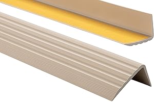ProfiPVC Perfil de PVC autoadhesivo de borde para escaleras 41mm x 25mm en Forma de L, Tiras antideslizantes para peldaños, Esquina para cantos - Cantonera Protector, 180cm, Beige