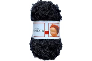 De witte Engel Bambola Capelli Mohair Blouclé Filato per Bambole Waldorf Steiner 50 gr (Nero)