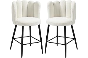 HOMCOM Set med 2 barstolar, höga stolar, tyg med lockig ulleffekt, höjd 65 cm, hög köksstol, stålstruktur, med ryggstöd och f