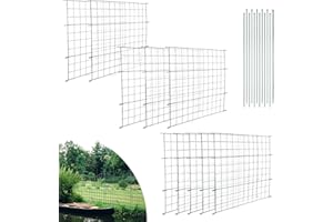 Tubiaz Clôture de Jardin en Métal, d'étang 22 pièces -10 éléments et 12 barres fixation, Clôtures grillagées pour Motif Paysage, Chiens (droit), (M2-GGP6106r)