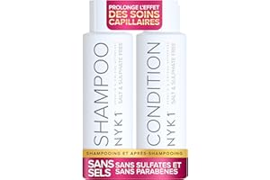 NYK1 Coffret Shampooing Et Apres Shampoing Sans Sulfate (500ml x2) Ensemble Shampoing Sans Sulfate Pour Extensions, Coloration Et Soin Kératine - Nettoyage En Douceur Et Prévention De La Casse