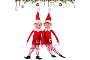 ZoneYan Elfo di Natale, 2 Pezzi Elfo di Natale Ragazzo Ragazza Impiccabile, Bambola Elf-o di Natal-e Peluchei, Dispettoso Elfi di Natal-e Pendente Decorazion