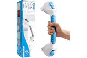 Casgee Maniglia per Doccia Senza Foratura, 38 cm per Anziani, Ventosa Fino a 110 kg, Avviso di Aspirazione, Portatile per Vasca da Bagno