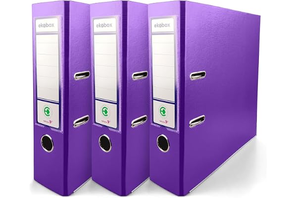 Netuno 3x classeur à anneaux lilas mécanisme à 2 anneaux dos de 8 cm classeurs plastiques classeur A4 rigide classeurs de bureau pour documents de format A4