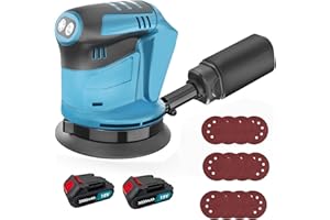SQUAELTIRS Cordless Random Orbital Sander for Makita 18V 2X 3.0AH Battery,Random Orbital Sander 125mm,with 3-Speed Settings (7000-15000 RPM),for Woodworking and Polishing