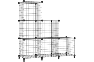 ‎AWTATOS AWTATOS 6 Drahtwürfel Stapelbarer Regal Mit Türen - DIY Metallgitter Würfelbuchregal für Wohnzimmer, Schlafzimmer, Bad - Schwarz USCIH06BE