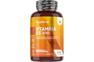 WEIGHTWORLD Vitamina D3 2000 UI Colecalciferolo (50mcg) Vegetariana, 400 Compresse (Scorta 13+ Mesi), 1 al Giorno, La Vitamina D Contribuisce alla Normale Funzione del Sistema Immunitario (EFSA), Senza Glutine