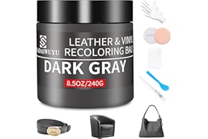 SHADAIWUYU Kit Reparation Cuir,240g Teinture Cuir Gris Foncé,Peinture Cuir Liquide pour Réparer Les éraflures et la Décoloration sur Canapés, Meubles en Vinyle, Sièges d'auto, Chaussures et Selles