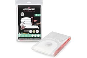 Compactor - Bolsa almacenaje al vacío ropa, edredones, almohadas. Bolsa plastico ahorrar espacio. Compresión con aspiradora estándard. Organizador armario, bajo cama, canapé. Talla M
