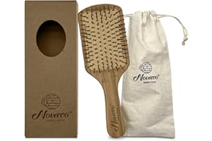 NOVÆCO Spazzola Bamboo per capelli ricci e lisci | Spazzola Capelli districante per massaggiare con dolcezza Naturale,Antistatica e Sostenibile | Spazzola Capelli Ricci