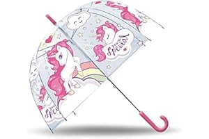 SRV Hub Paraguas de PVC para niñas y niños, resistente al viento, 8 paneles de personajes de dibujos animados, paraguas clásico, Brolly para niños unisex a partir de 3 años | transparente