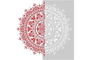 Watkings Painting Supplies Mandala Auxiliary Painting Template, Large Reusable Stencil Mandala Dotting Tools for Floor Wall Tile Fabric Furniture Painting Accessory, 50*50