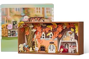 Cuteefun Maquette Maison Miniature DIY Kit, Artisanat Fait Main en Bois pour Adultes Adolescent, Ornaments Créatifs, pour Anniversaire Noël (Automne)