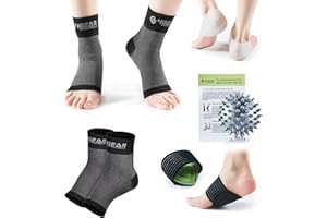 4GEAR SPORTLIFE 4G Plantar Fasciitis Foot Pain Relief Kit-9pcs-2 Pairs Compression Socks, Silicone Heel Cups, Cushioned Arch Supports & Spiky Massage Ball-Fast Heel & Arch Pain Relief, Strong Ankle & Arch Support