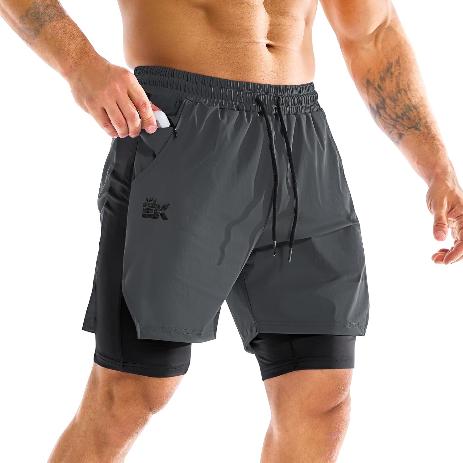 ZENWILL DualArmor Pantalones Cortos Hombre Running Cremallera 2 en 1 Pantalón Corto Deporte Hombre Gym Secado Rápido