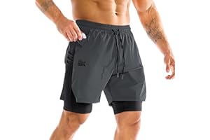 ZENWILL DualArmor Pantalones Cortos Hombre Running Cremallera 2 en 1 Pantalón Corto Deporte Hombre Gym Secado Rápido