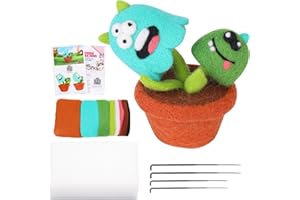 ENCHOL Needle Felting Kit, Felting Kits for Beginners Adult, Needle Felting Wool Kit, Wool Felting Kit with Felt Needles,Foam Mat and Instructions for Beginners DIY Craft Projects(Double Headed Monster)