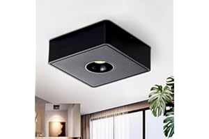 ZMH Focos de techo LED en superficie - Lámpara pequeña en negro con 7W, foco cuadrado y plano en luz cálida, moderno, ideal para cocina, sala de estar, comedor, pasillo y corredor