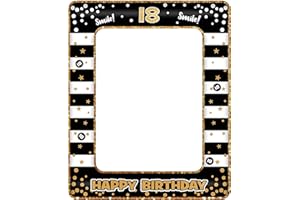 YAAVAAW 18th Birthday Photo Booth Props,Black Gold Inflatable Selfie Frame Picture Frame,Giant Inflatable Party Photo Booth Frame for Girls Boys 18th Birthday Party Decorations Supplies,Girls Boys Favor Gift