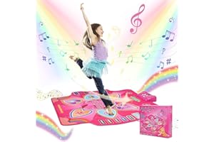 Brolteja Dance Mat Toys for Girls, Play Mat with LED Lights, Adjustable Volume, 7 game modes,Dance Game Pad Toy Christmas Birthday Gifts for 3 4 5 6 7 8 9+ years old kids