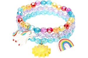 Claire's Club Beaded Stretch Bracelets with Charms for Girls | Pack of 3
