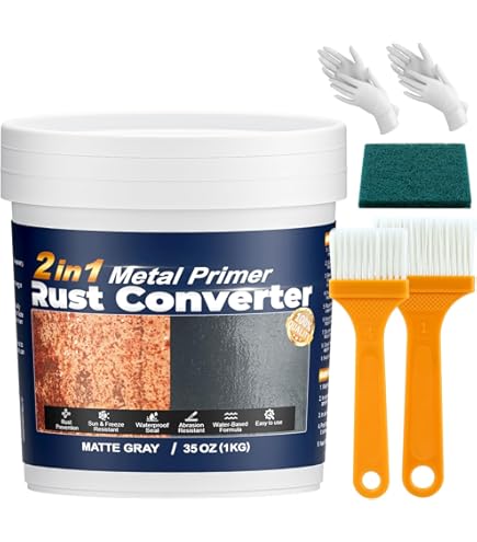 DecorRom Roest Converter Paint - 1.892ml Roest Converter voor Metaal, Watergedragen Reformer & Primer - Semi-Gloss Zwarte Anti-Corrosie Coating, Kapselt Oxidatie op ijzer, Staal voor Maximale