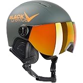 Black Crevice Leogang Children's Ski Helmet Ski Helmet with Visor in Pilot Style Snowboard Helmet for Boys and Girls Breathable Ski Helmet Adjustable Size