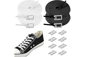 HXC Elastyczne sznurówki 2 pary, sznurowadła do sneakersów białe niewiązane czarne uniwersalne elastyczne smycze dla dorosłych dzieci do sneakersów, butów sportowych, biały+czarny, 105 cm