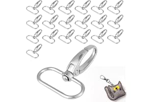 Cyrank 20 Piezas de Cierres giratorios Gancho de presión para cordón, Ganchos de presión giratorios de aleación de Zinc Llavero mosqueton Bolso para Llaves de cordón(32mm)