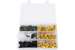 TOMOTATO 198 Pezzi Kit Bulloni per Carenatura da Moto, M6 M5 Set di Viti Carenatura per Carenatura Universale per Moto Viti Elementi di Fissaggio, Accessori Bulloni Carenatura Moto(Oro)