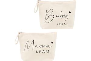 BOHRMA 2PCS Geschenke für Mama zur Geburt Baby Kram Kosmetiktasche Bag für werdende Mama Mutter Beutel mit Reißverschluss Babyparty Geschenke Mal Make-up Tasche Neue Mutter Geschenke für das erste Mal Mutter